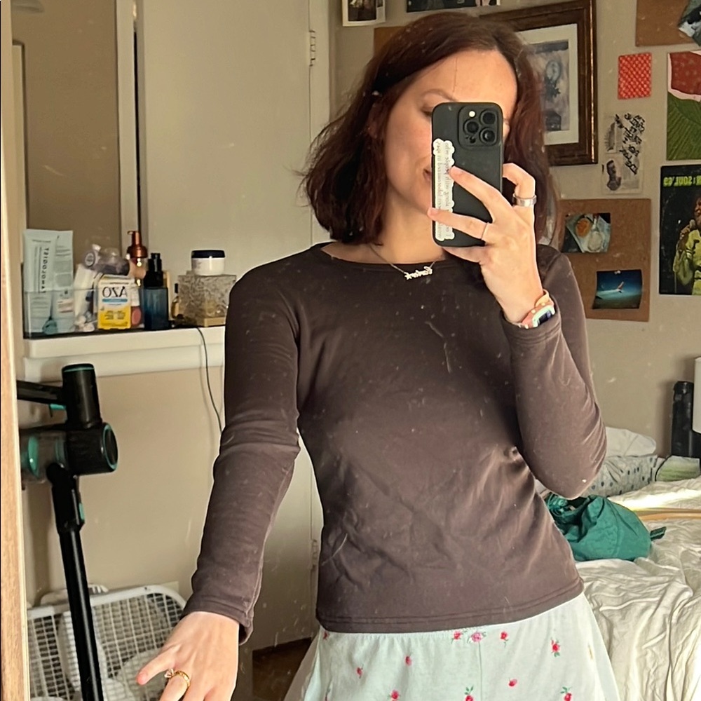 Women's Brown Long Sleeve Top